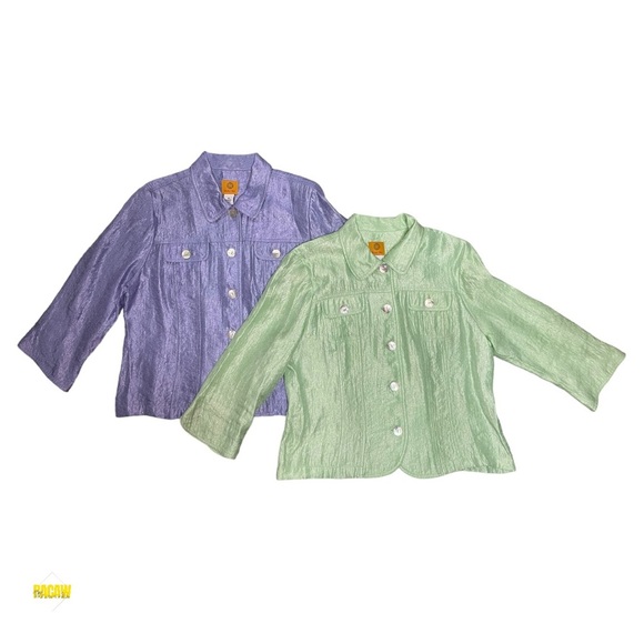 Rudy Rd. Purple and Gren Metallic Blouses - Picture 1 of 9